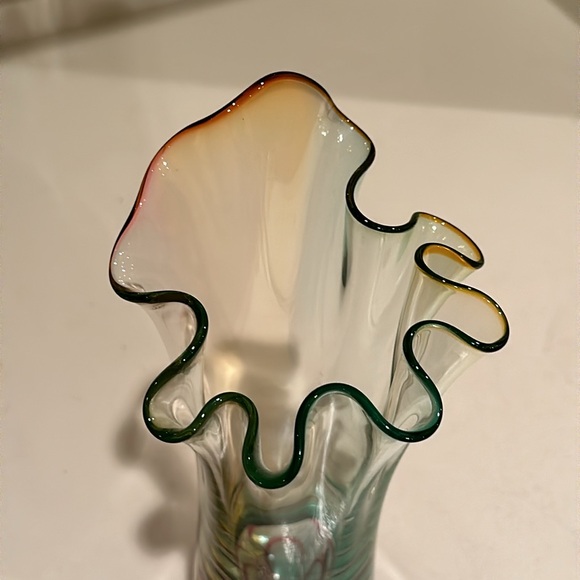 Adam Jablonski art glass hand blown vase clear multicolored signed - Picture 3 of 12